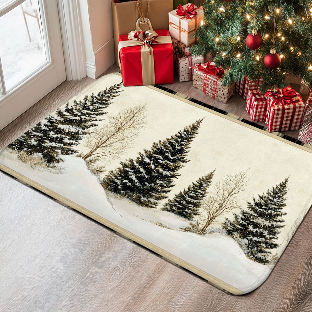 Winter Snow Hunting Cabin Pine - огляд і ціна Hunting Outdoor Rug