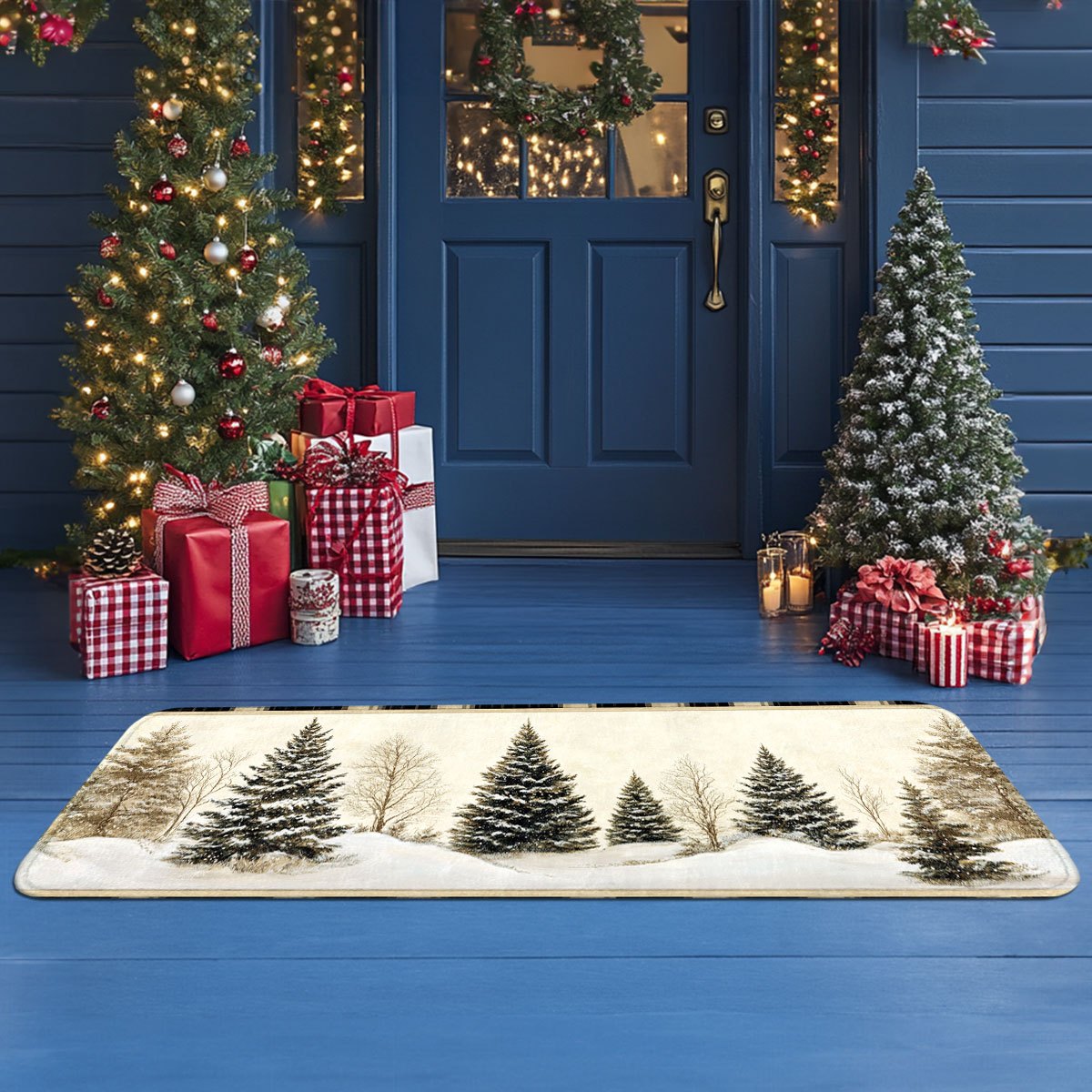 Winter Snow Hunting Cabin Pine - огляд і ціна Hunting Outdoor Rug