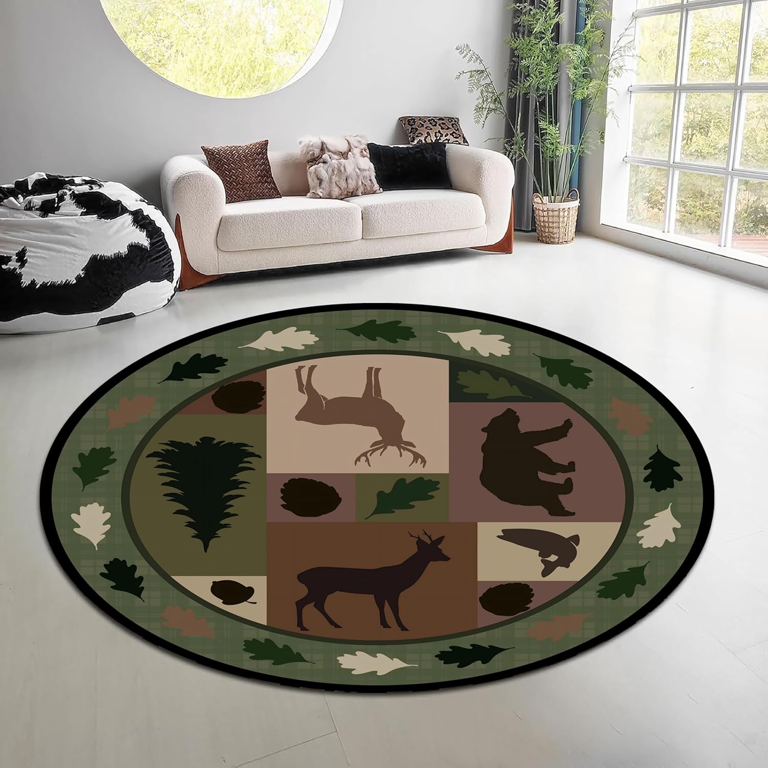 Vintage Nature Forest Round Ru - огляд і ціна Hunting Outdoor Rug