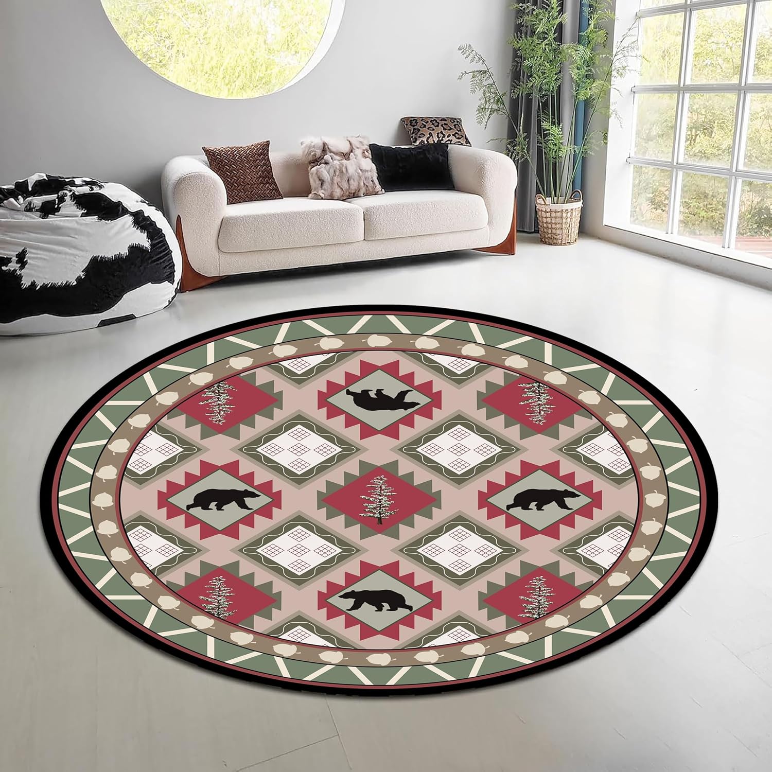 Vintage Nature Forest Round Ru - огляд і ціна Hunting Outdoor Rug