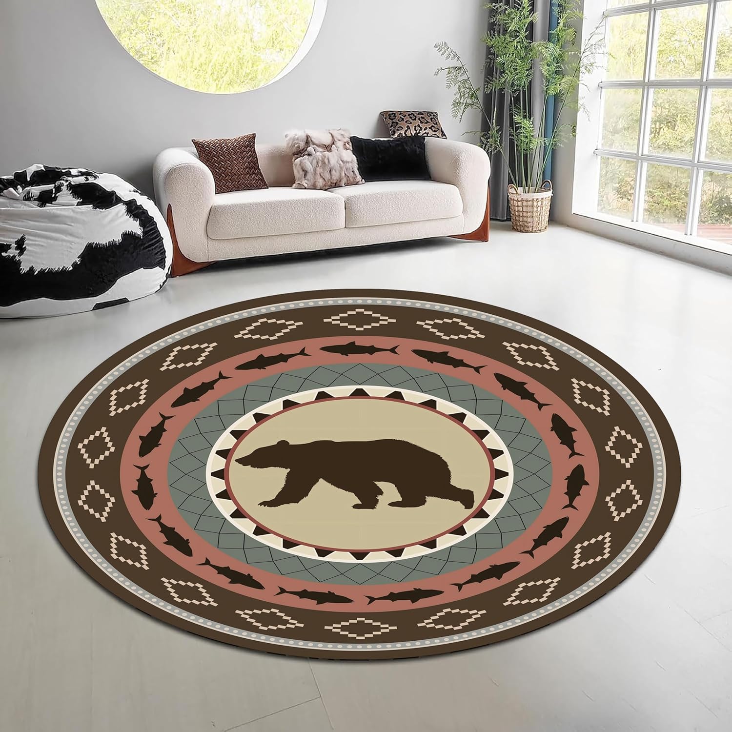 Vintage Nature Forest Round Ru - огляд і ціна Hunting Outdoor Rug