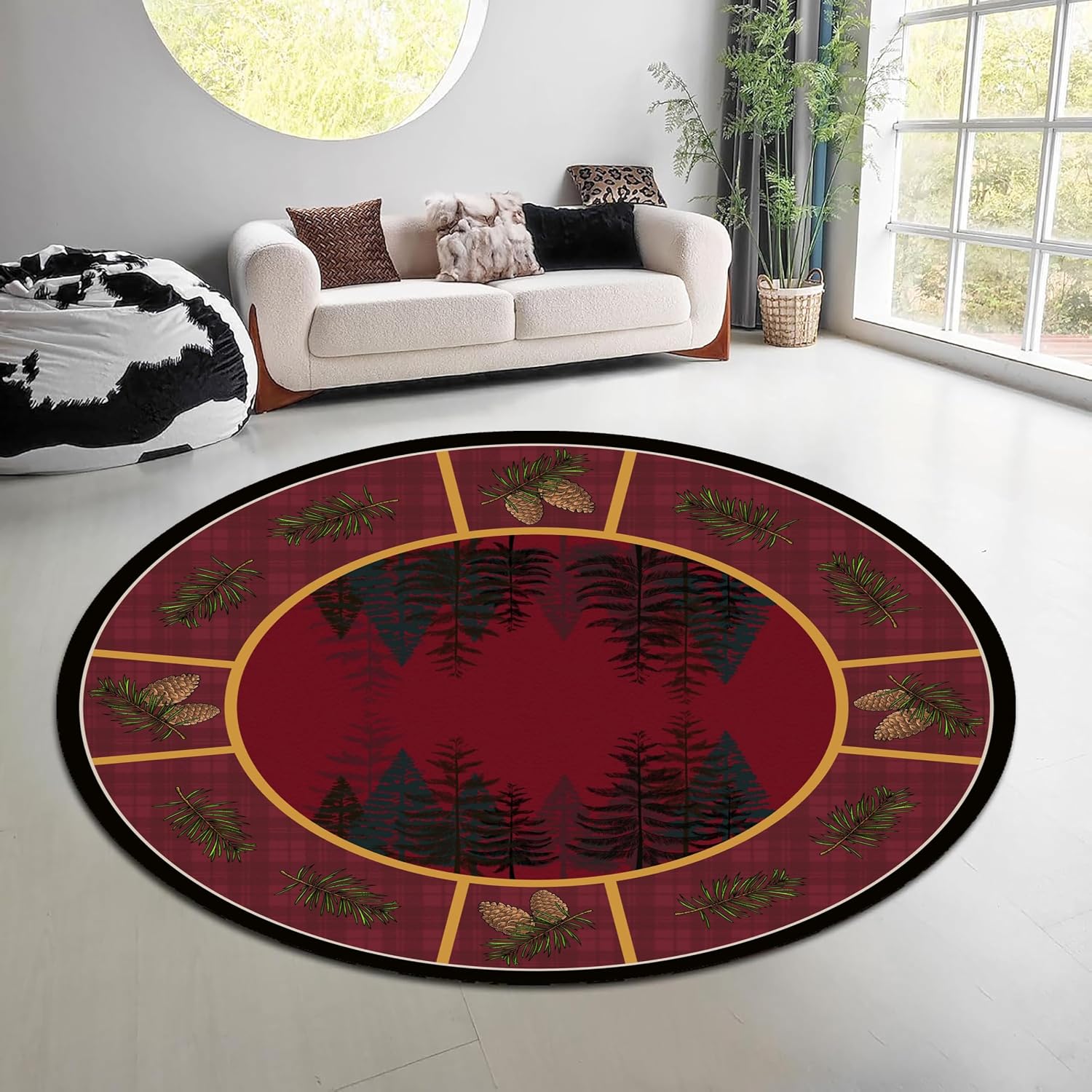 Vintage Nature Forest Round Ru - огляд і ціна Hunting Outdoor Rug